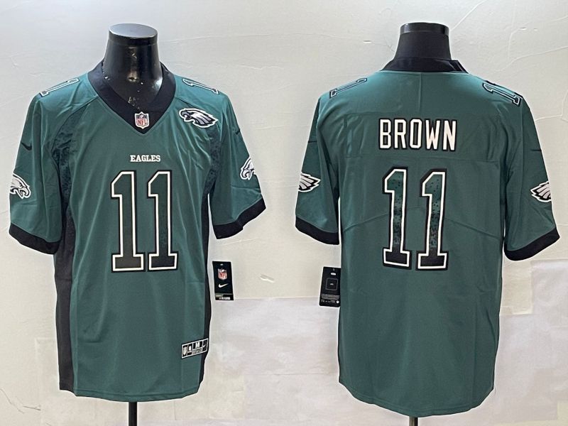 Men Philadelphia Eagles #11 Brown Green 2025 Nike Drift Fashion Color Rush Limited NFL Jersey style 5